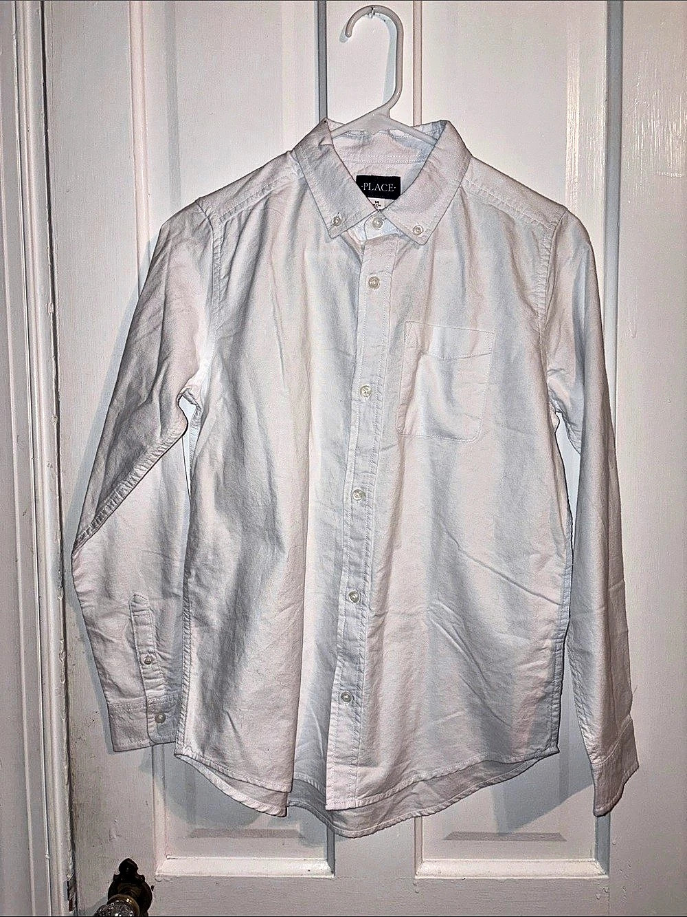 Children’s PLACE Cotton Button Down Shirt in White Size 14 Like New